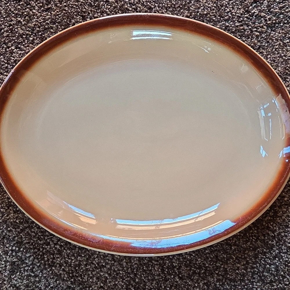 Tepco China USA Restaurant Ware Brown Oval Patter Dark Brown Edge Heavy MCM